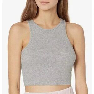 Intimately Free People High-Neck Ribbed Crop in Heather Gray Size M - New